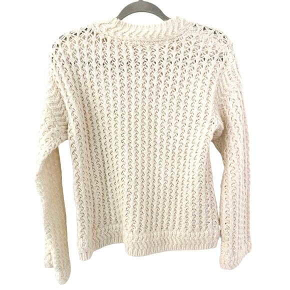 Rebecca Taylor Ivory Open Knit Chunky Sweater Pullover Crew Neck Wool Blend S - Picture 8 of 8